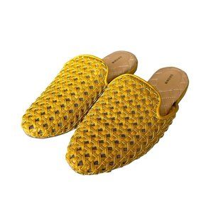 Birdies Phoebe Sandals Yellow Woven Mules Flats Slip On Size 7